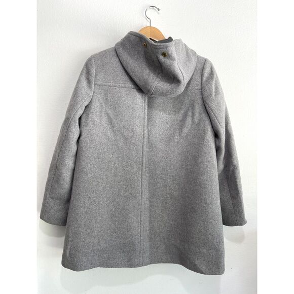 J. Crew wool blend hooded parka coat jacket lagenlook casual winter gray women 8 - Picture 2 of 6
